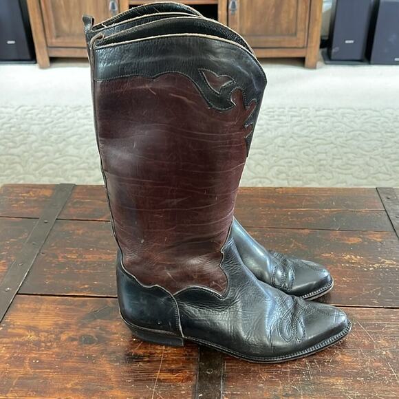 Joan & David Black/Brown Handmade Leather Western Boots Size 36/5.5 - Picture 4 of 8